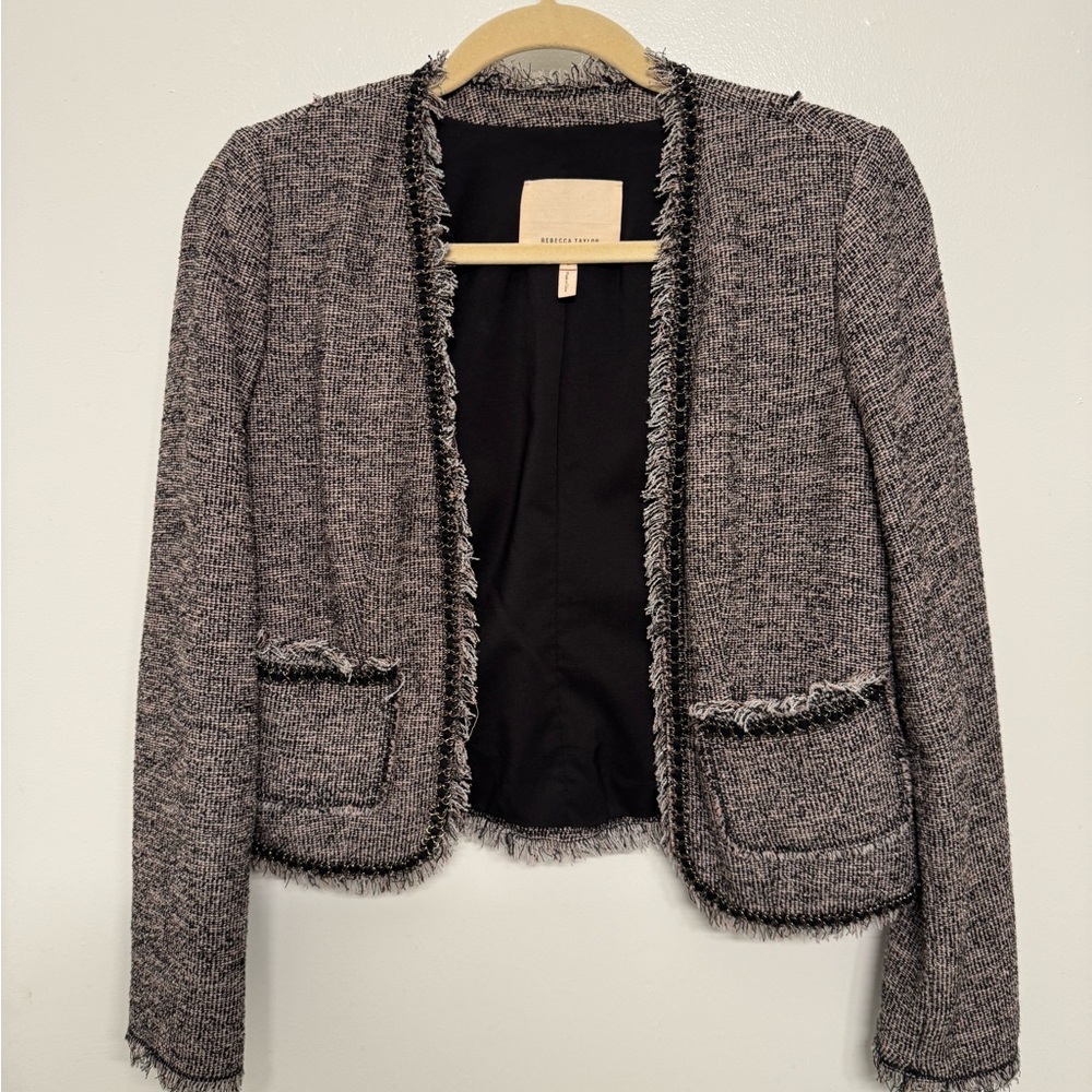 Rebecca Taylor Gray Tweed Blazer